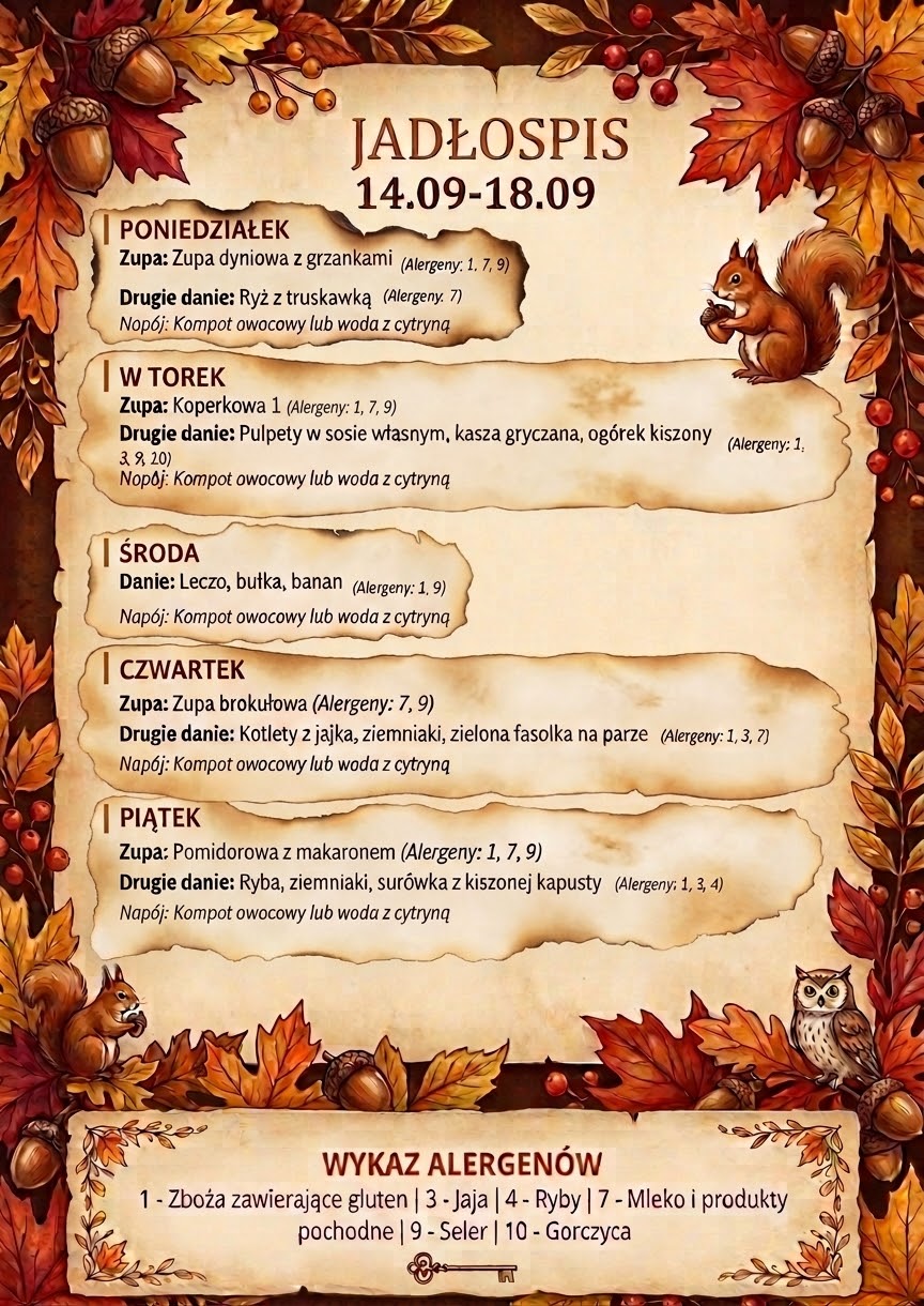 Obrazek przedstawia jadłospis